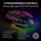 Razer Basilisk V3 Pro Wireless Gaming Mouse: HyperScroll Tilt Wheel - 30K DPI Optical Sensor - Gen-3 Optical Switches - 13-Zone Chroma RGB - 13 Programmable Controls - 3 Connection Modes - Black