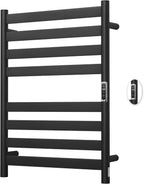 Heated Wall Mounted Electric Towel Warmer Rack,Timer & Temperature Control, 8 Bar Stainless Steel Towel Heater for Bathroom (Black, 8 Bars)
