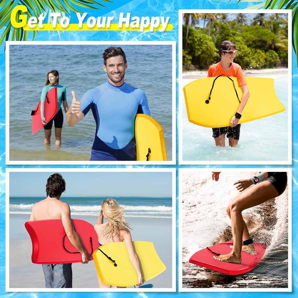MiniInflat 2 Pack Bodyboard for Beach Lightweight Surfboards with EPS Core Pool Skim Boards with Rope Surfing Body Board for Adults Surfing Beach Lake Pool Water Parks