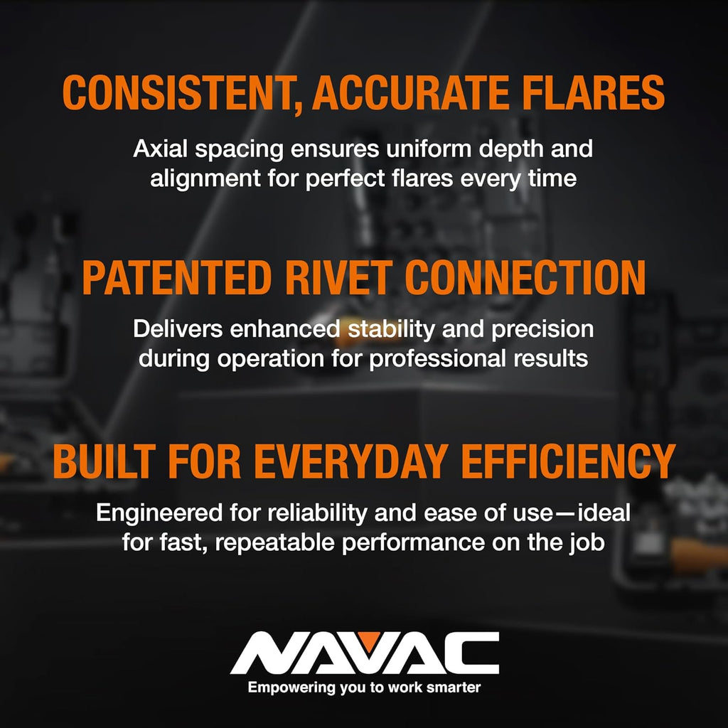 NAVAC NTF66 Flaring Tool | Internal Clutch Support | Axial Spacing | Patented Rivet Connection | Eccentric Cone | 45-Degree Flare | 1 Year Warranty