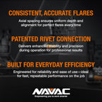 NAVAC NTF66 Flaring Tool | Internal Clutch Support | Axial Spacing | Patented Rivet Connection | Eccentric Cone | 45-Degree Flare | 1 Year Warranty