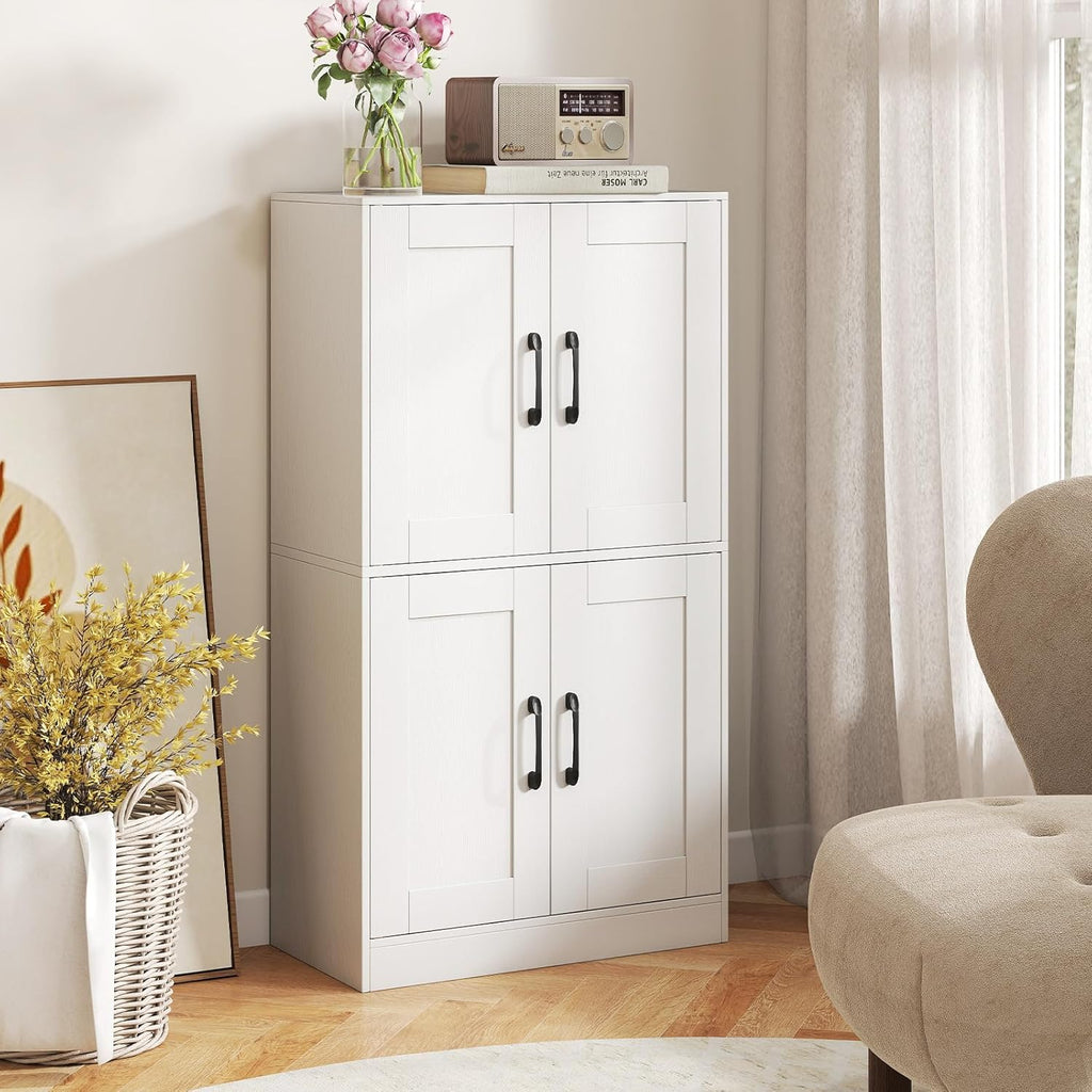 Giantex Bathroom Cabinet, 43.5” Storage Cabinet with Doors & Adjustable Shelves, Kitchen Pantry, Storage Organizer for Living Room Dining Room Study (White)