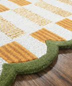 Hand-Tufted Scalloped Wool Area Rug, Modern Plaid Checkered Pattern, Soft & Durable Cozy Accent Rug for Living Room, Bedroom & Nursery, Handmade Decorative Floor Carpet (Light Blue, 8' x 10')