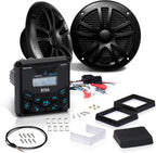 BOSS Audio Systems MCKGB450B.6 6.5 Inch Speakers & Marine Boat Gauge Stereo - Bluetooth Head Unit  No CD DVD Player  AM/FM Radio Receiver  NOAA Weather Band  IPX6 Weatherproof  USB