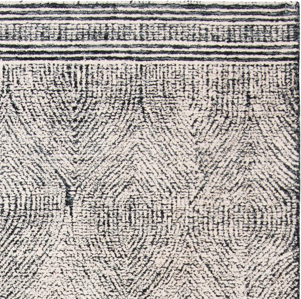 SAFAVIEH Abstract Collection Area Rug - 9' x 12', Ivory & Charcoal, Handmade Wool, Ideal for High Traffic Areas in Living Room, Bedroom (ABT340H)