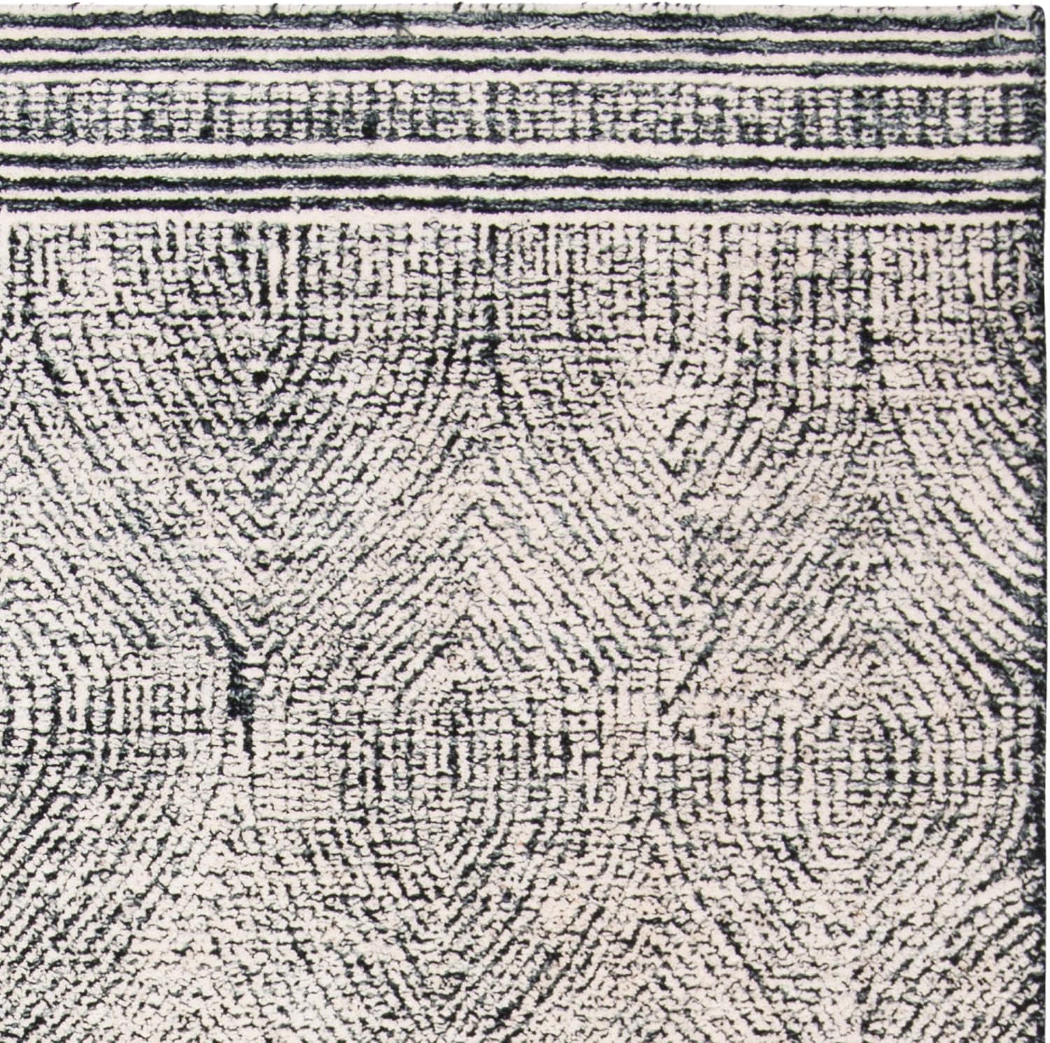 SAFAVIEH Abstract Collection Area Rug - 9' x 12', Ivory & Charcoal, Handmade Wool, Ideal for High Traffic Areas in Living Room, Bedroom (ABT340H)