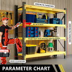 5000LBS Heavy Duty Storage Shelves, 78.74” W Adjustable Metal Garage Shelving Units, Industrial Shelving for Warehouse & Commercial Storage (Blue and Orange(Yellow and Black, W78.74*D23.62*H78.74)