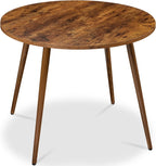 Best Choice Products Round 35.5in Dining Table for 4 w/Sturdy Wood Finish Steel Legs, Mid Century Modern, Space-Saving, Small Space Circle Dinette for Home, Kitchen, Apartment - Medium Brown