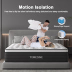 Queen Mattress, 14 Inch Hybrid Mattress in a Box with Individual Pocket Spring, Gel Memory Foam and Euro Top, Medium Firm Feel with Motion Isolation, Pressure Relief, Edge Support,Queen Size Black