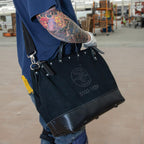 Klein Tools 510216SPBLK Tool Bag, Large 16-Inch Deluxe Canvas Tool Bag and Organizer with 13 Pockets and Shoulder Strap, Black