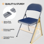 VINGLI 6 Pack Folding Chairs with Padded Seats, Metal Frame with Pu Leather Seat & Back, Capacity 350 lbs, Blue