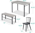 Best Choice Products 4-Piece Farmhouse Dining Table Set w/ 2 Black Spindle Chairs, Dining Bench, Kitchen Table, Windsor Chairs - Gray