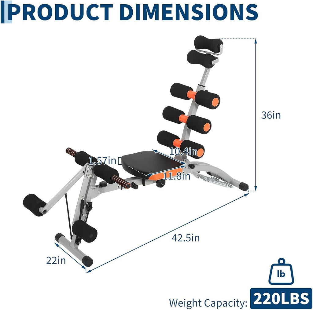 Adjustable Ab Machine, Home Gym Ab Trainer Bench, Multi-Functional Abdominal Trainer, Sit Up Bench, Core Workout Equipment,Exercise Chair for Stomach Exercise and Strength Training, Full Body Workout