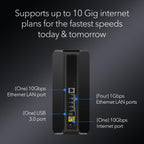 NETGEAR Nighthawk Tri-Band WiFi 7 Router (RS700S) - Router Only- BE19000 Wireless Speed (up to 19 Gbps) – 10 Gig Internet Port - Covers up to 3 500 sq. ft. – 1-Year Armor & Free Expert Help