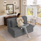 Folding Sofa Bed, Convertible Sleeper Chair & Couch Bed with Pillow, One-Piece High-Density Sponge Mattress, Multi-Purpose Floor Sofa for Living Room, Office, Dorm, Apartment, Grey, Single