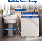 Giantex Portable Washing Machine, 20LBS Twin Tub Mini Compact Laundry Washer Spinner Combo with Drain Pump, 12Lbs Washer and 8Lbs Spinner for Apartments, RVs, Dorms, Blue+White