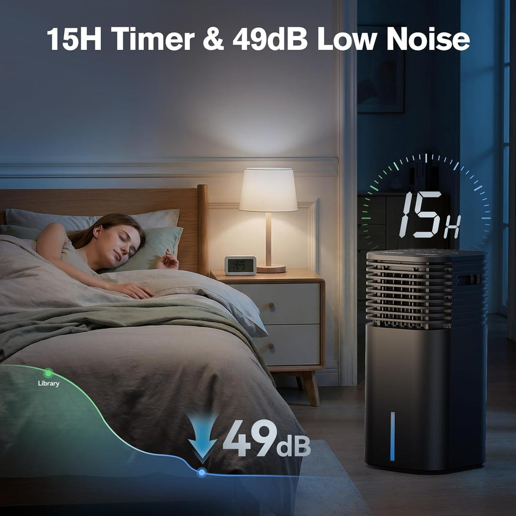 24" Windowless Portable Air Conditioner, 15H Timer & 120°Oscillation, 3-IN-1 Portable AC Unit with Remote, 2-Gal Tank, 3 Modes & 3 Speeds, Ultra-Quiet Ventless Swamp Cooler for Home Office, Black