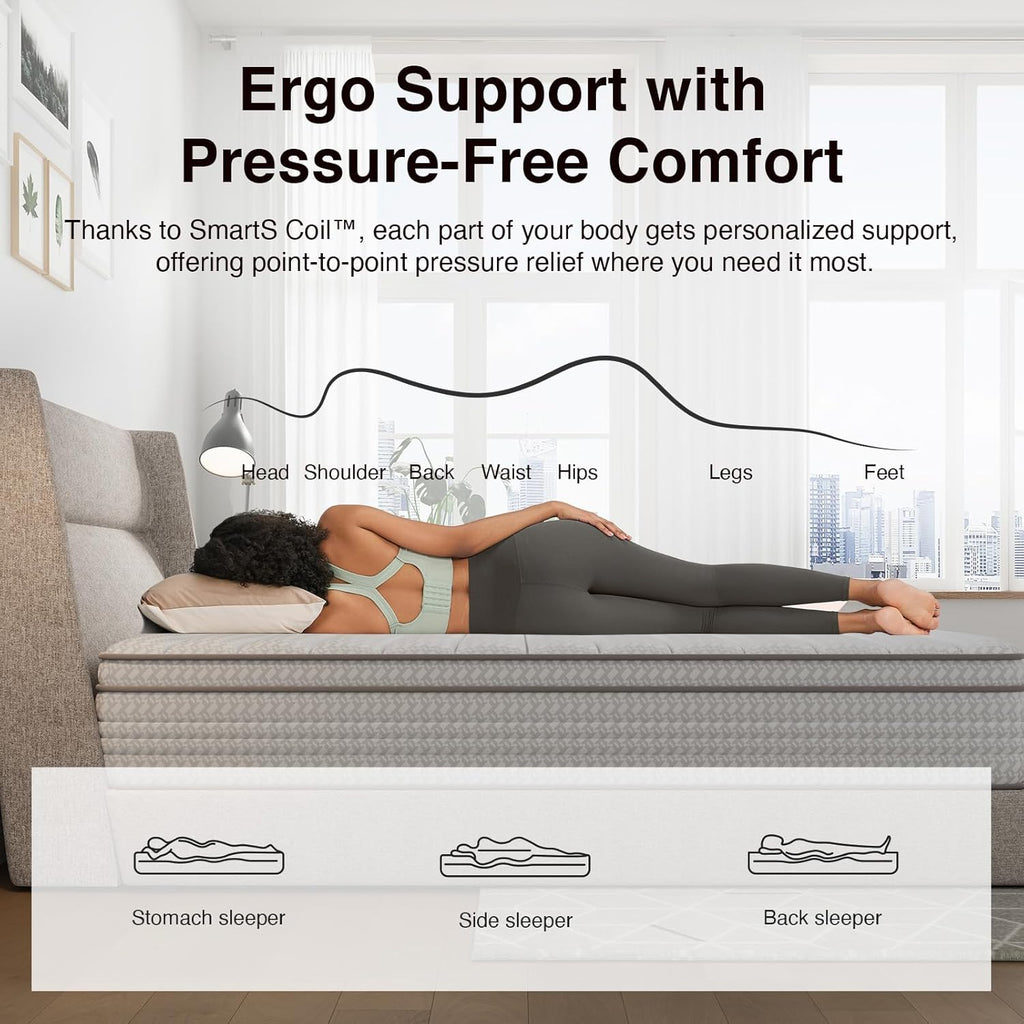Novilla King Size Mattress, 12 Inch King Mattresses in a Box with Smarts™ Pocket Coil for Pressure Relief, Medium Plush Foam and Spring Hybrid Colchones with CertiPUR-US Certified
