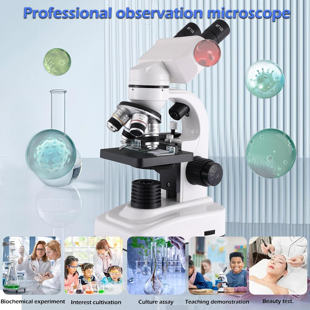 Compound Microscope .40X-2500X  .WF10x and WF25x eyepieces  Dual LED Lighting and Two-Layer Mechanical Stage .Microscope for Adults…