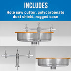 Jonard Tools AHC-10, Professional Grade Round Hole Saw Cutter, Includes Dust Shield and Case, Cuts Plywood Plasterboard Sheetrock Acrylic Up to 1 1/16” Thick, Adjustable Hole Size 2.2” to 10”, Silver