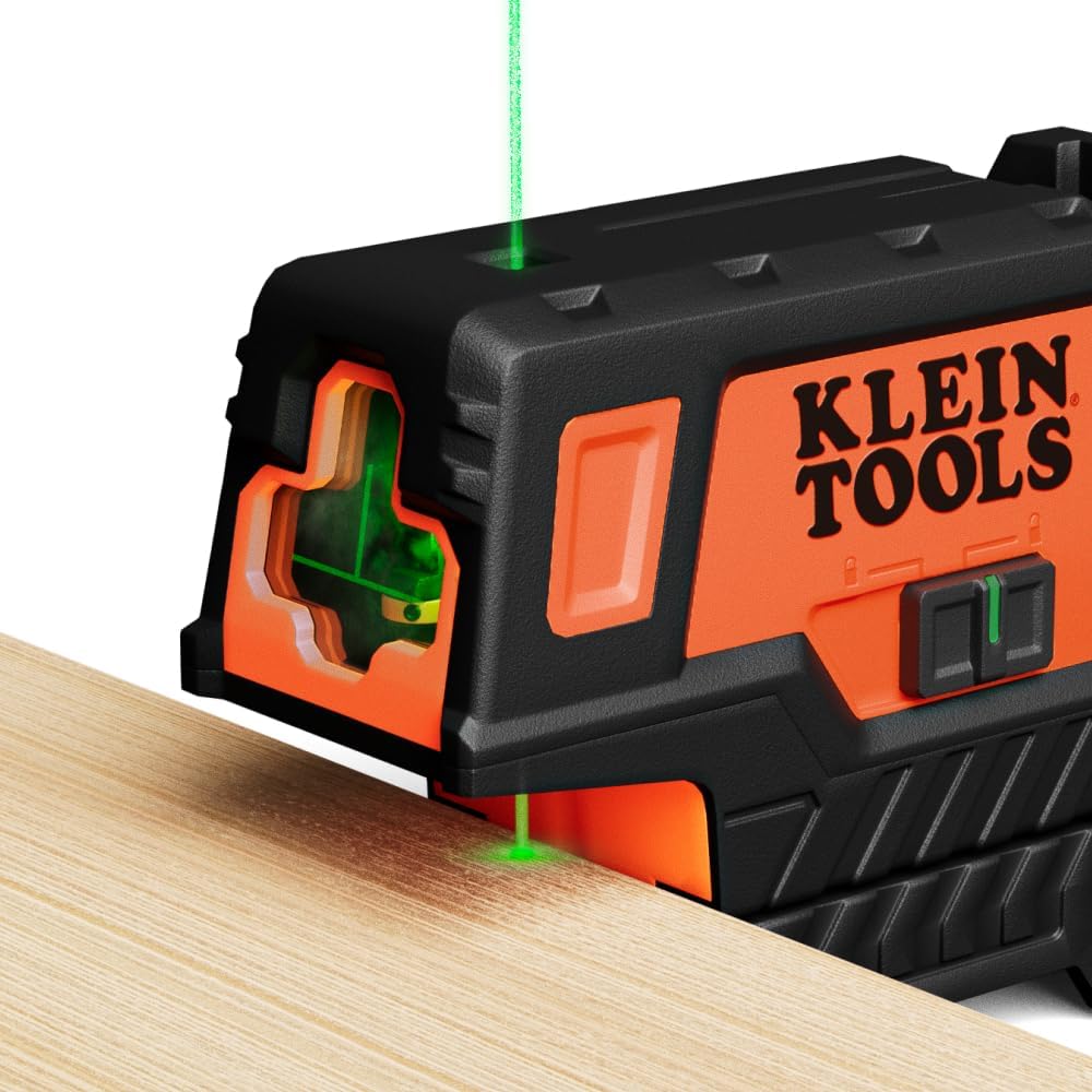 Klein Tools 93MCLPG Compact Self-Leveling Laser Level with Plumb Spot, Bright Green Cross Line, 75-Foot Range, Laser Class 2, Power Output