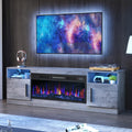 Fireplace TV Stand with 36" Fireplace Up to 80" TVs, 70" Entertainment Center with LED Lights, Remote Control, TV Media Console with Storage Cabinets for Living Room, Gray