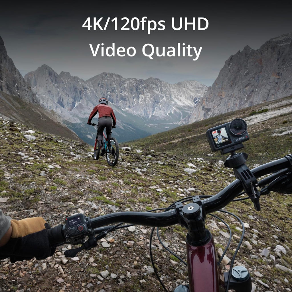 DJI Osmo Action 4 Essential Combo  4K/120fps Waterproof Action Camera with a 1/1.3-Inch Sensor  Stunning Low-Light Imaging  10-bit & D-Log M Color Performance  Long-Lasting 160 Mins  Outdoor Camera