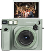 Fujifilm INSTAX Wide 400 Instant Camera - Sage Green with Pixibytes Microfiber Cleaning Cloth (Camera + 2 Wide Twin Packs)
