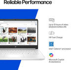 HP 14" Laptop Thin and Light for 2026 Student Business with Office Suite  Copilot AI  Intel CPU Up to 2.8GHz  8GB RAM  628GB Storage (128GB SSD+500GB Ext)  WiFi 6  Win 11 Pro  MarxsolAccessory  White