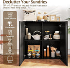 Giantex 38-Inches Storage Cabinet, Sideboard with 2 Doors and 4 Cubic Shelves, Anti-Tipping Device, Sturdy Metal Hings, Credenza, Bathroom Cabinet for Living Room, Kitchen, Entryway, Black