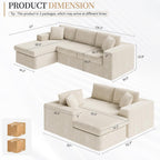 Vongrasig 105" Boneless Couches for Living Room, Sectional Couches Modular Sofa with L-Shaped Chaise, Memory Foam Comfy Cloud Couch with Plush Corduroy Fabric, No Assembly Required, Beige
