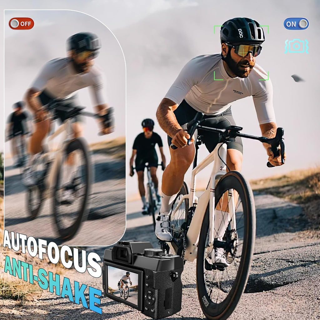 True 5K Digital Cameras for Photography 64MP - 16X Zoom  WiFi  with 64GB TF Card  Wide-Angle & Macro Lens  Autofocus & Anti-Shake  Vlogging Camera for YouTube Travel (Black)