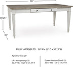 Signature Design by Ashley Skempton Farmhouse Rectangular Dining Room Table with Storage, White & Light Brown