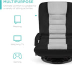 Best Choice Products Swivel Gaming Chair 360 Degree Multipurpose Floor Chair Rocker for TV, Reading, Playing Video Games w/Lumbar Support, Armrest Handles, Adjustable Foldable Backrest - Black/Gray