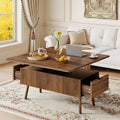 40" Lift Top Coffee Table, 4 in 1 Multi-Function Coffee Tables with Storage Drawers and Lift Tabletop, Mid Century Modern Dining Table Fluted Center Table for Living Room, Walnut