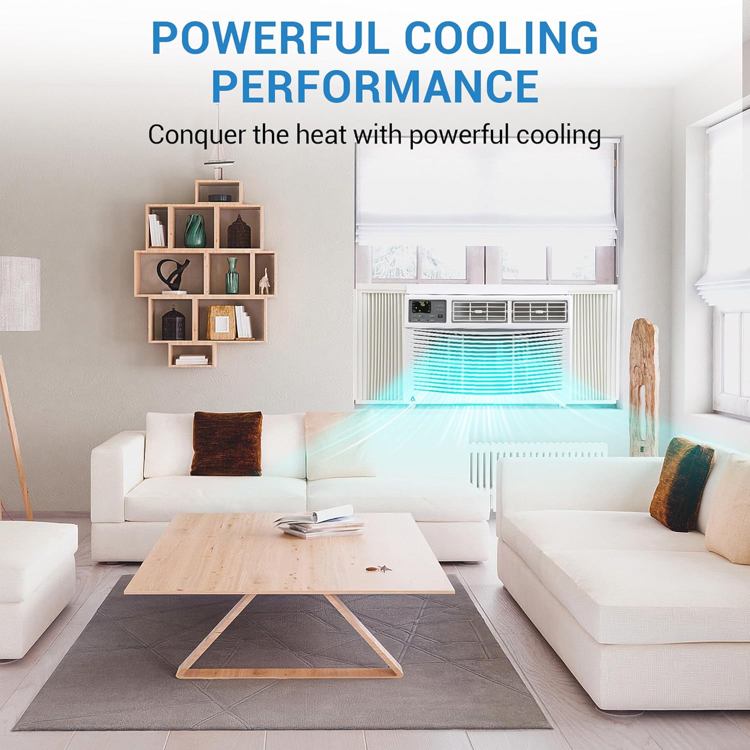 8000 BTU Smart WiFi Window Air Conditioner, Cools Up to 350 Sq. ft., Energy Saving AC Unit with Remote Control, App & Voice Control, 24H Timer, Quiet Operation for Living Room, Office