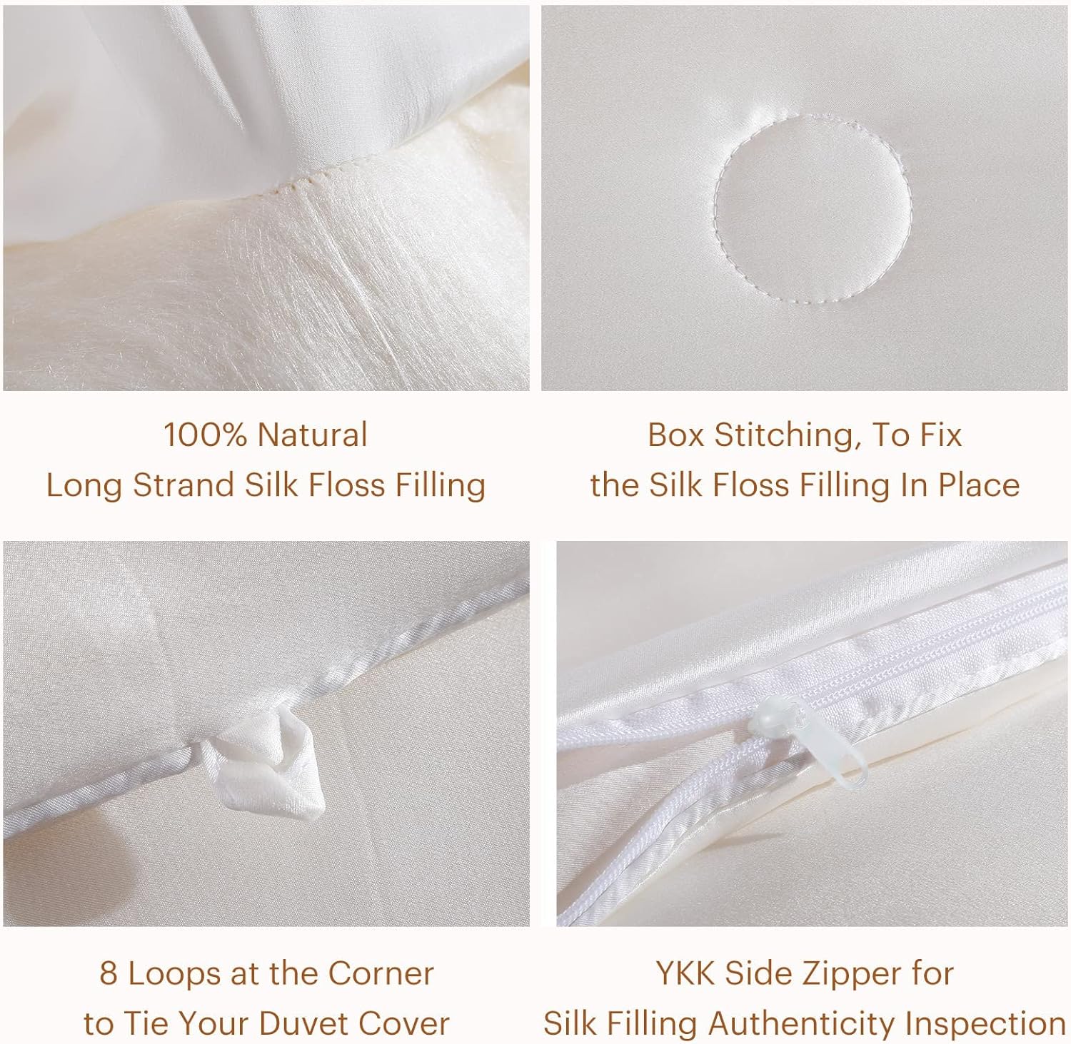 LilySilk All Season 100% Silk Comforter with Silk Shell Duvet, Queen(87x90 Inch,Net Weight:1.75kg)