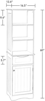 RiverRidge, White Ashland Bathroom Freestanding Storage Cabinet with Three Open Shelves and Drawer
