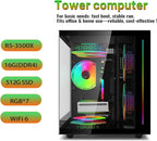Prebuilt Gaming Desktop Computer | 16G DDR4 RAM | 512G SSD | AMD Ryzen5 6Cores 3.6G Up to 4.1G | RX 560 4G Graphics Card | Wi-Fi 6 | Gamer PC Black