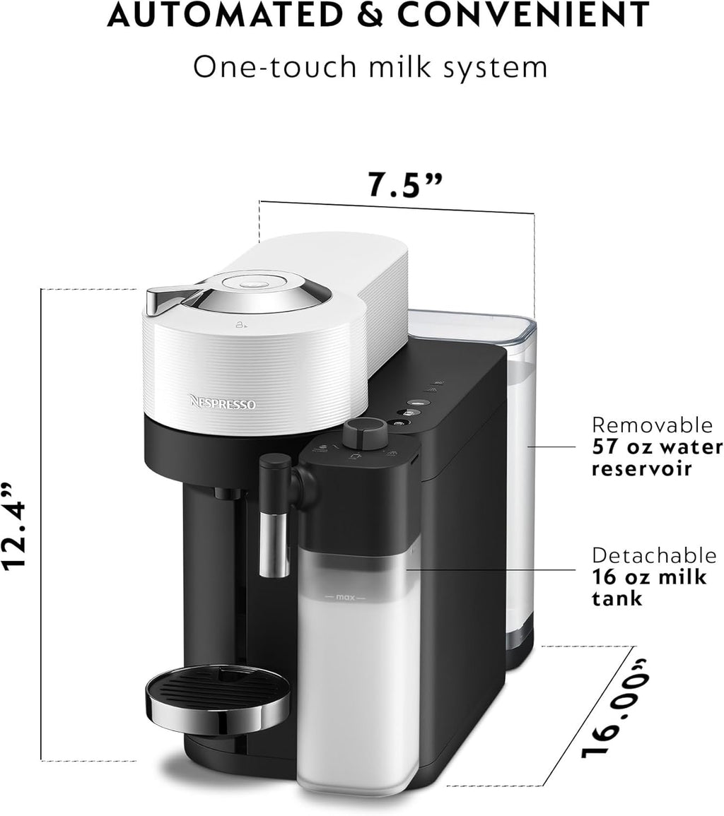 Nespresso Vertuo Lattissima Coffee & Espresso Maker by De'Longhi, Matte White and Glossy