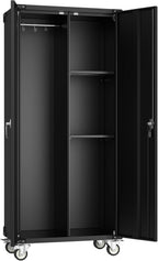 DUMOS 72" Metal Garage Storage Cabinet with Wheels, Tall Rolling Steel Tool Cabinet with Adjustable Shelves and Locking Doors, Lockable File Cabinet for Garage, Home, Office, Warehouse, Black