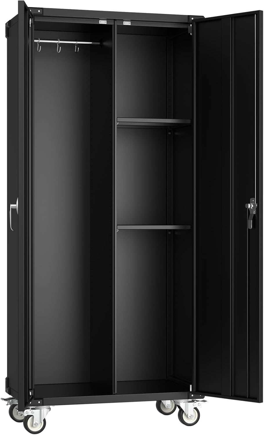 DUMOS 72" Metal Garage Storage Cabinet with Wheels, Tall Rolling Steel Tool Cabinet with Adjustable Shelves and Locking Doors, Lockable File Cabinet for Garage, Home, Office, Warehouse, Black