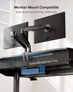HUANUO 55 x 30 inch Electric Standing Desk with Wood Drawers,Stand up Home Office Desk Adjustable Height with Two Tiers, Ergonomic Stand up Desk with Monitor Stand, Black