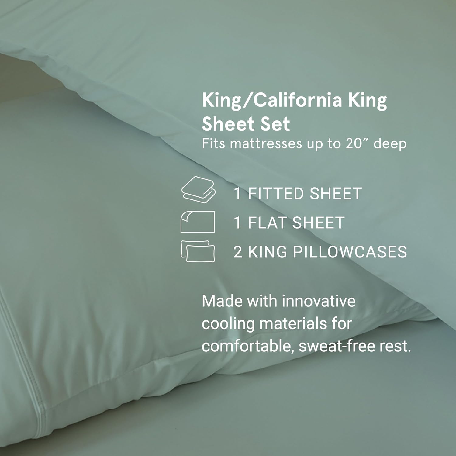 SHEEX - Original Performance Sheets Set (King/California King) Ecru - Cooling Sheets - Moisture Wicking - 1 Flat Cooling Sheet, 1 Fitted Cooling Sheet, 2 Pillow Covers - Wrinkle Free - Sleep Aid