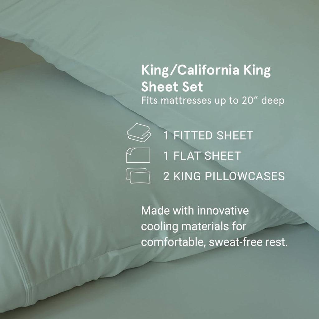 SHEEX - Original Performance Sheets Set (King/California King) Graphite - Cooling Sheets - Moisture Wicking - 1 Flat Cooling Sheet, 1 Fitted Cooling Sheet, 2 Pillow Covers - Wrinkle Free - Sleep Aid