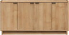 Prepac Simply Modern 4 Console Table, White Doors and Shelves, Sideboard Storage Cabinet, 60" W x 30" H x 16" D, Oak