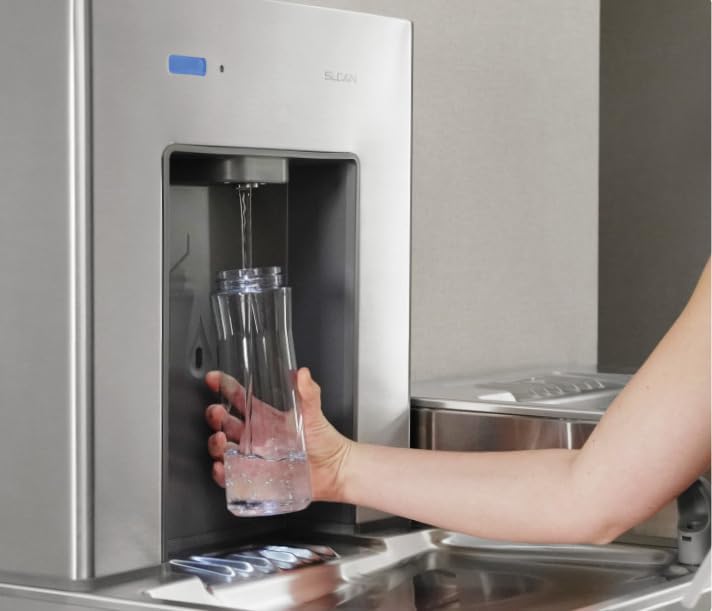 Sloan DropSpot Filtered and Refrigerated On-Wall Bottle Filler with Bi-Level Cooler DRS120-FIL-REF-SS - Water Dispenser and Water Drinking Fountain, Touch-Free Sensor Operated, ADA Compliant