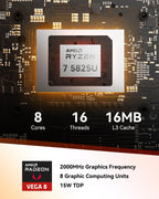 GEEKOM A5 Mini PC 2026 with AMD Ryzen 7 5825U  16GB DDR4(Not LPDDR)  512GB NVMe SSD  2.5" SATA HDD  Radeon Vega 8 Graphics  Windows 11 Pro  8K Quad Display  Dual HDMI  6XUSB  SD 4.0 Slot