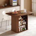 FUQARHY Dining Table for 4, Small Rectangular Kitchen Table for 2 with 3-Tier Storage Shelf, Farmhouse Modern Fluted Wood Table (Walnut)