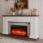 BLANKSPACE 60" Landscape Electric Fireplace with Mantel, Solid Wood Modern Entertainment Center TV Stand, Replaceable 30" Fireplace Insert Heater, for Living Room, Bedroom